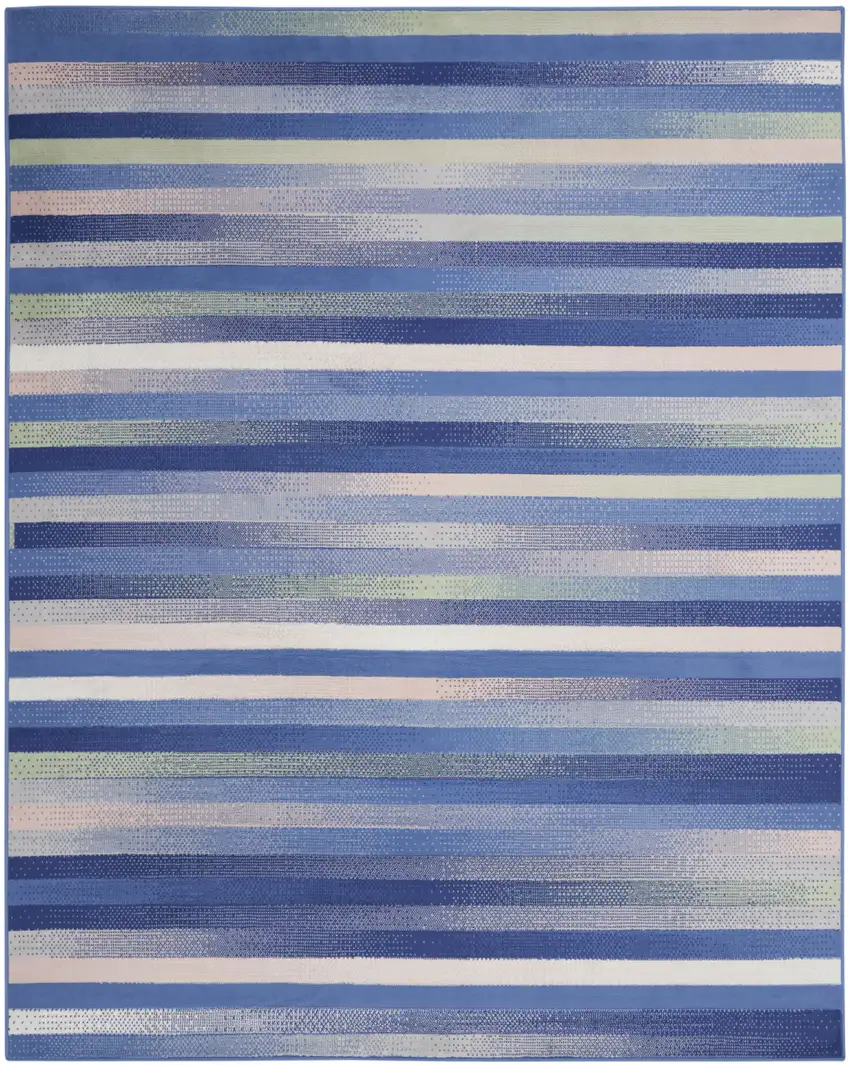 Ivory Tan and Blue Abstract Distressed Non Skid Area Rug Photo 1