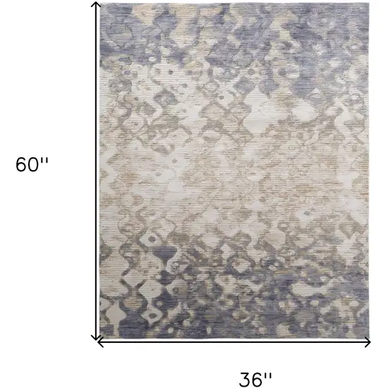 Ivory Tan and Blue Ombre Power Loom Area Rug Photo 3
