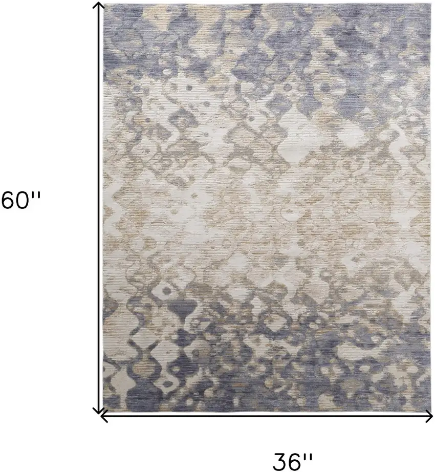 Ivory Tan and Blue Ombre Power Loom Area Rug Photo 3