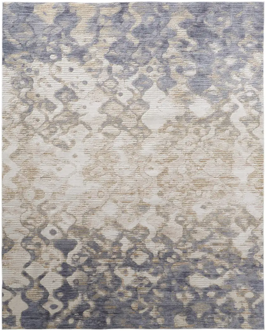 Ivory Tan and Blue Ombre Power Loom Area Rug Photo 2