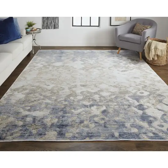 Ivory Tan and Blue Ombre Power Loom Area Rug Photo 8