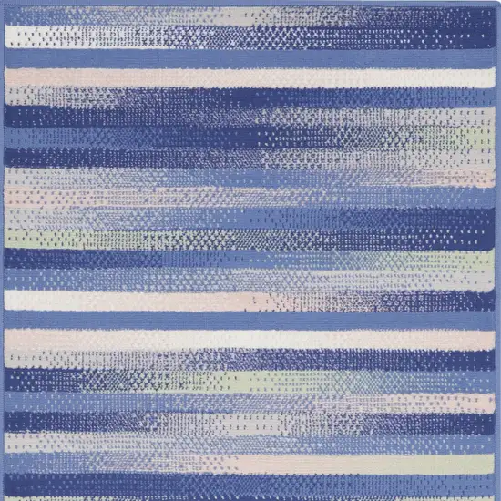 Ivory Tan and Blue Striped Area Rug Photo 7