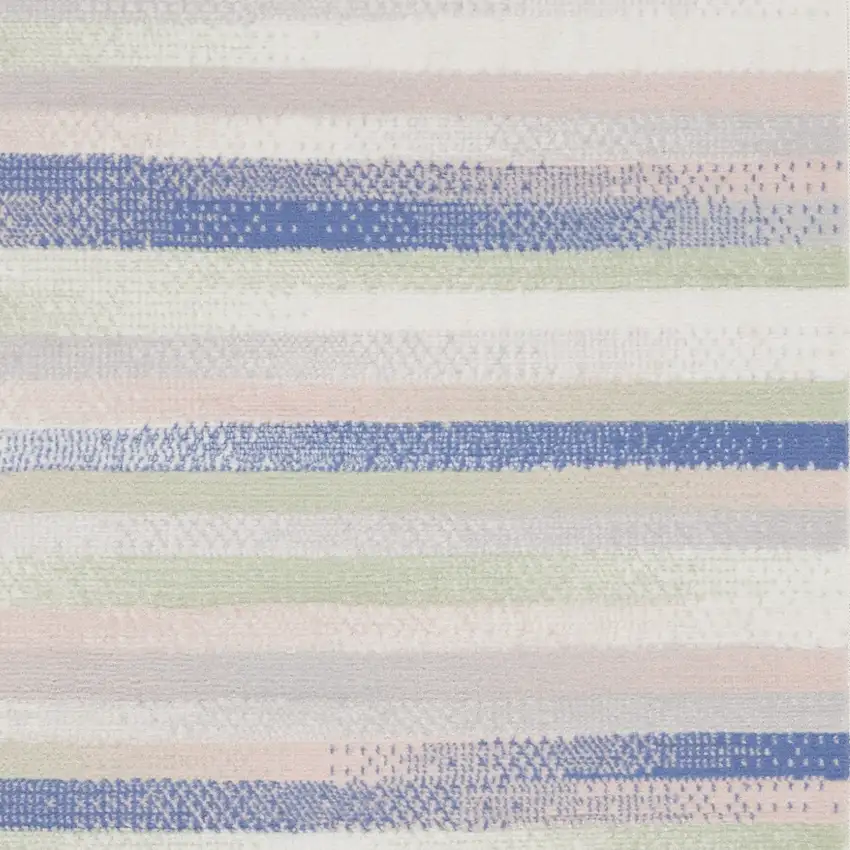 Ivory Tan and Blue Striped Area Rug Photo 6