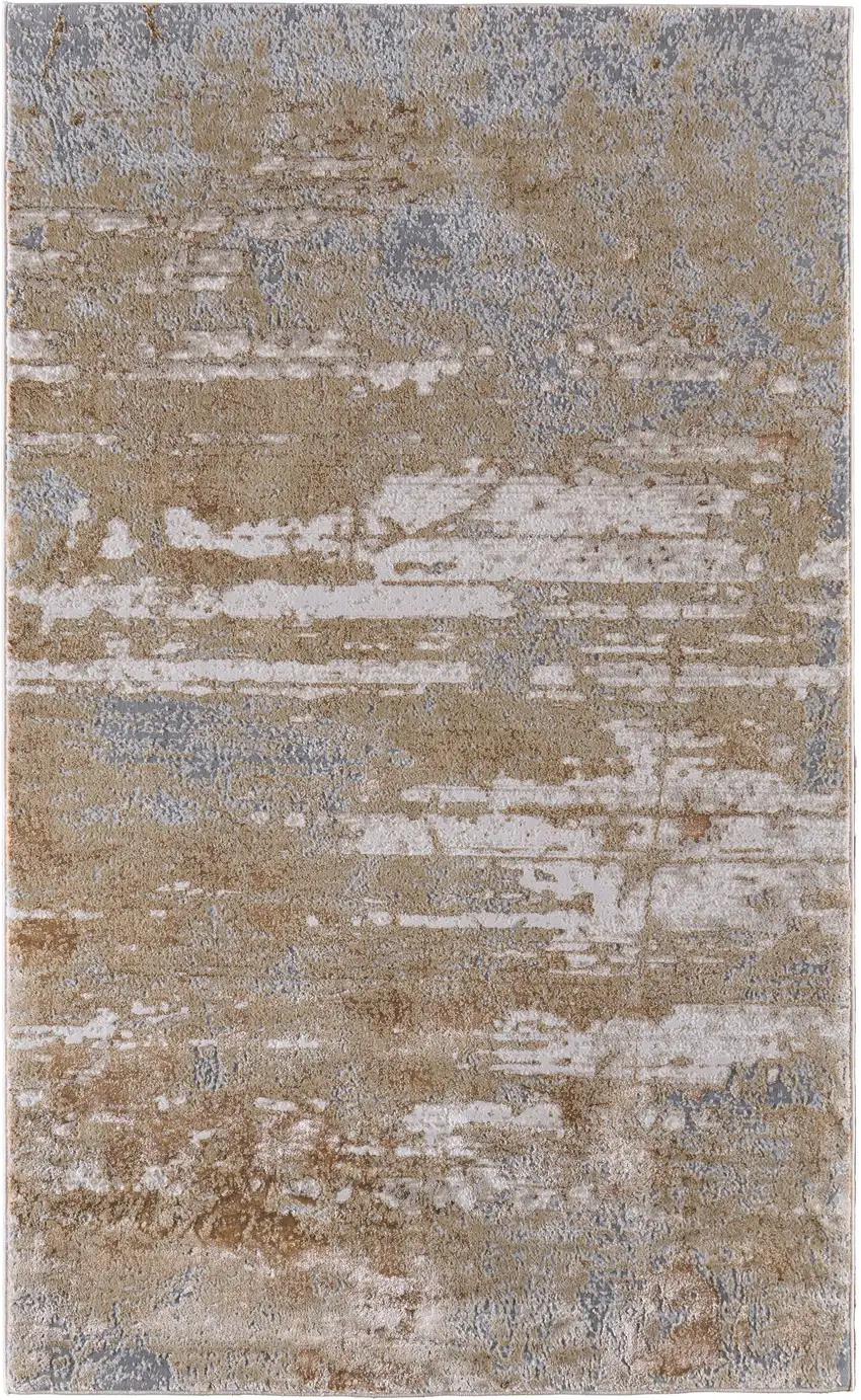 Ivory Tan and Gray Abstract Power Loom Area Rug Photo 1