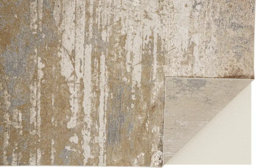 Ivory Tan and Gray Abstract Power Loom Area Rug Photo 9
