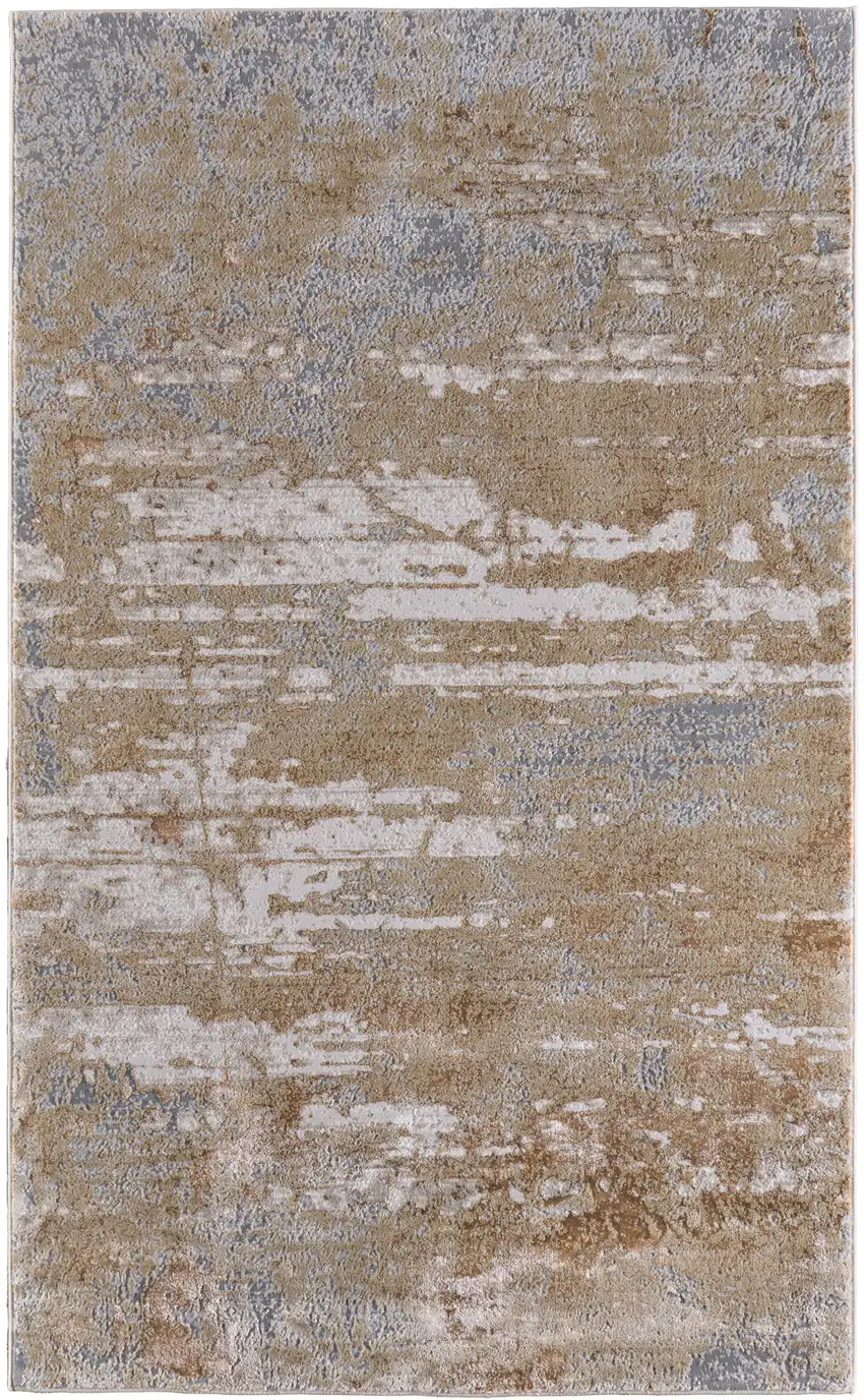 Ivory Tan and Gray Abstract Power Loom Area Rug Photo 4