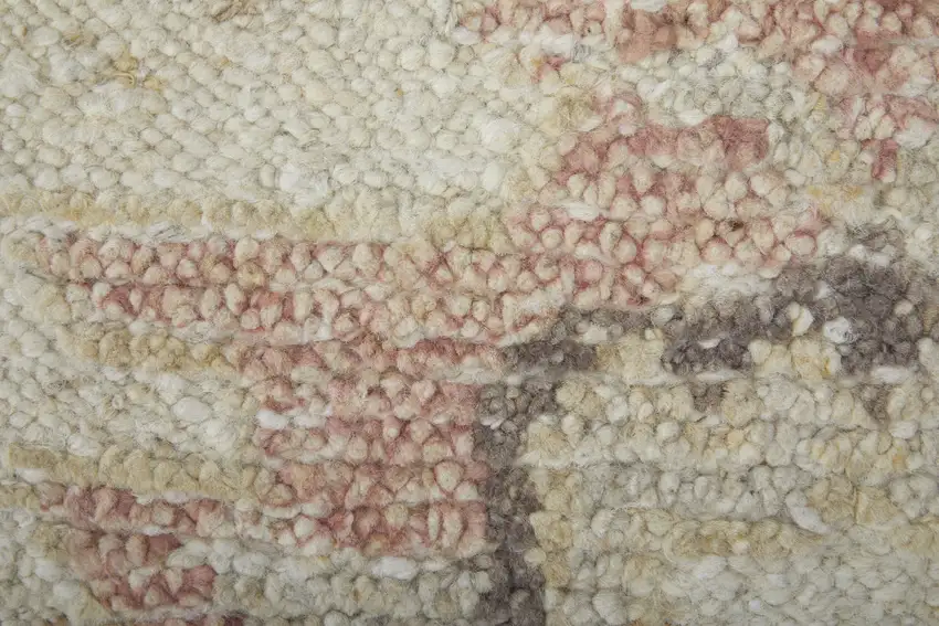 Ivory Tan and Gray Wool Floral Hand Knotted Area Rug Photo 7