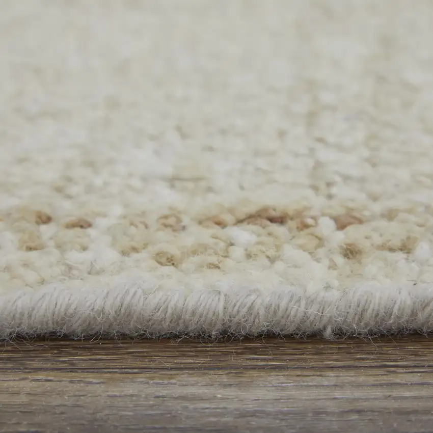 Ivory Tan and Gray Wool Floral Hand Knotted Area Rug Photo 8