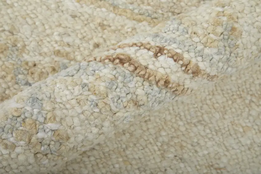 Ivory Tan and Gray Wool Floral Hand Knotted Area Rug Photo 4
