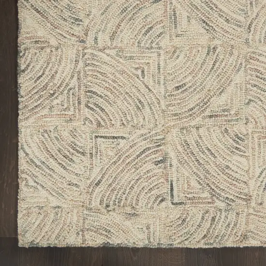 Ivory Tan and Gray Wool Geometric Area Rug Photo 9