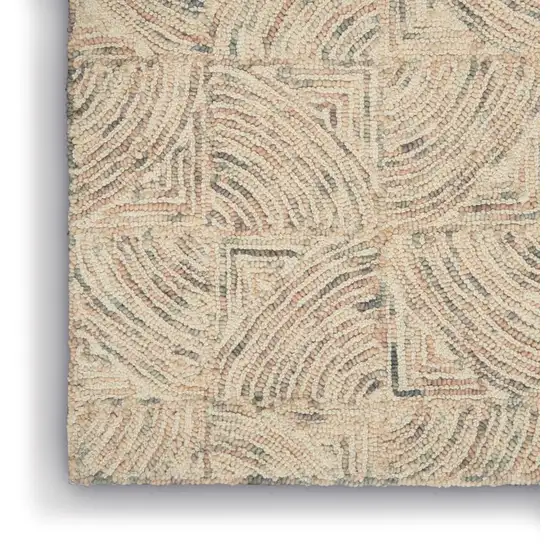 Ivory Tan and Gray Wool Geometric Area Rug Photo 7