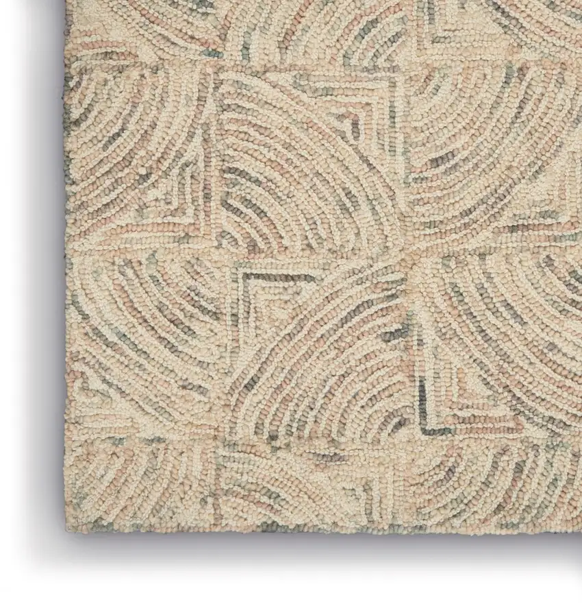 Ivory Tan and Gray Wool Geometric Area Rug Photo 7