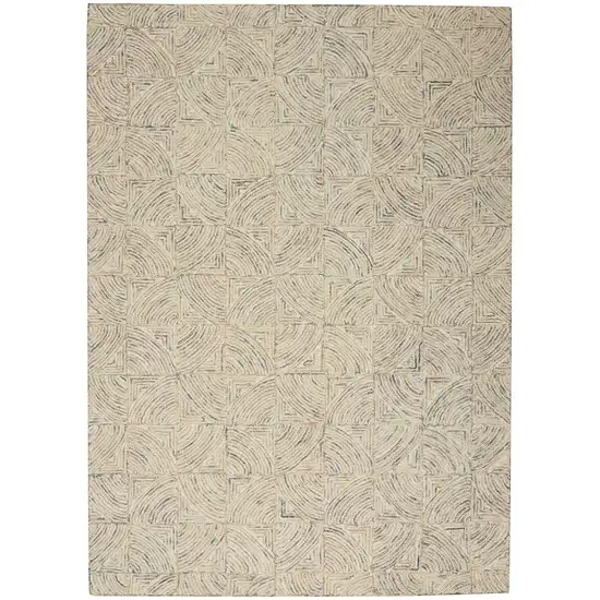 Ivory Tan and Gray Wool Geometric Area Rug Photo 5