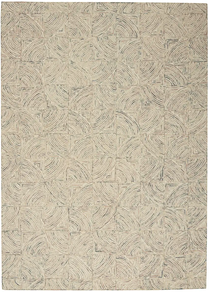 Ivory Tan and Gray Wool Geometric Area Rug Photo 5
