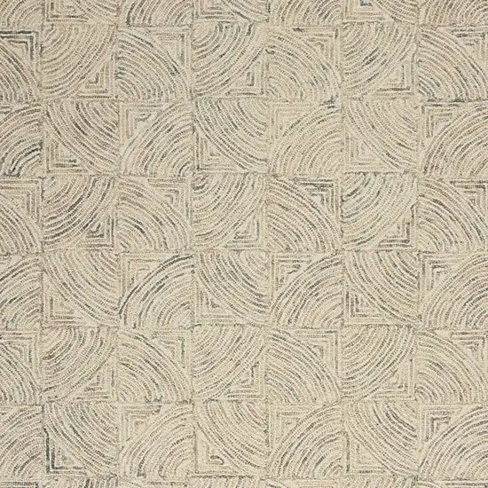 Ivory Tan and Gray Wool Geometric Area Rug Photo 8