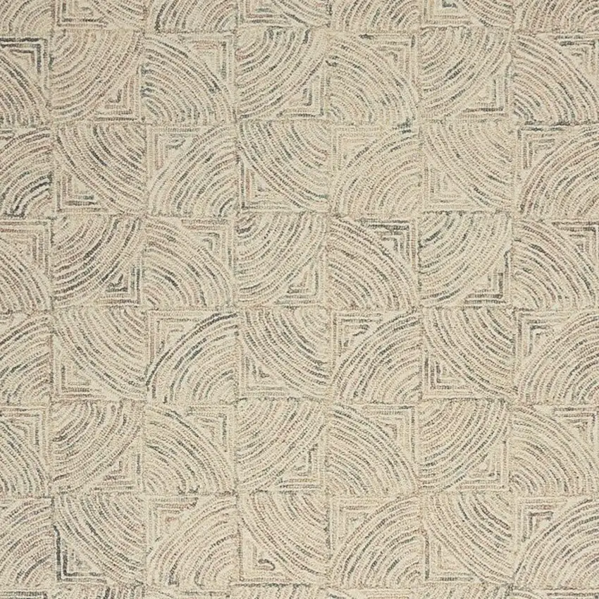 Ivory Tan and Gray Wool Geometric Area Rug Photo 8