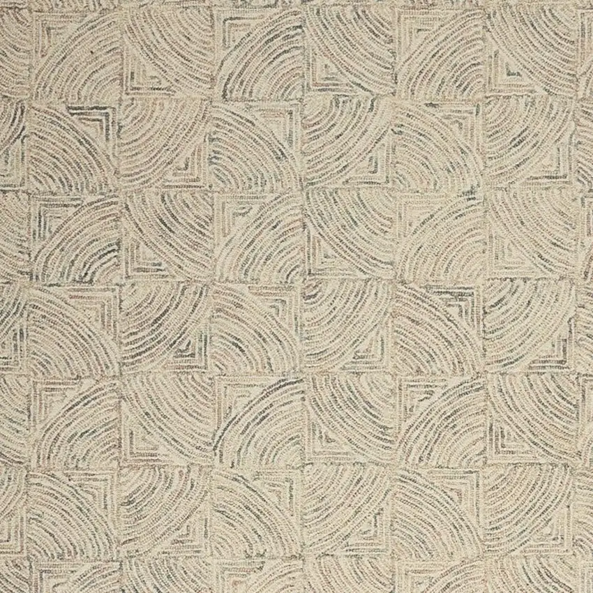 Ivory Tan and Gray Wool Geometric Area Rug Photo 4