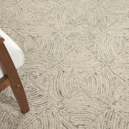 Ivory Tan and Gray Wool Geometric Area Rug Photo 7
