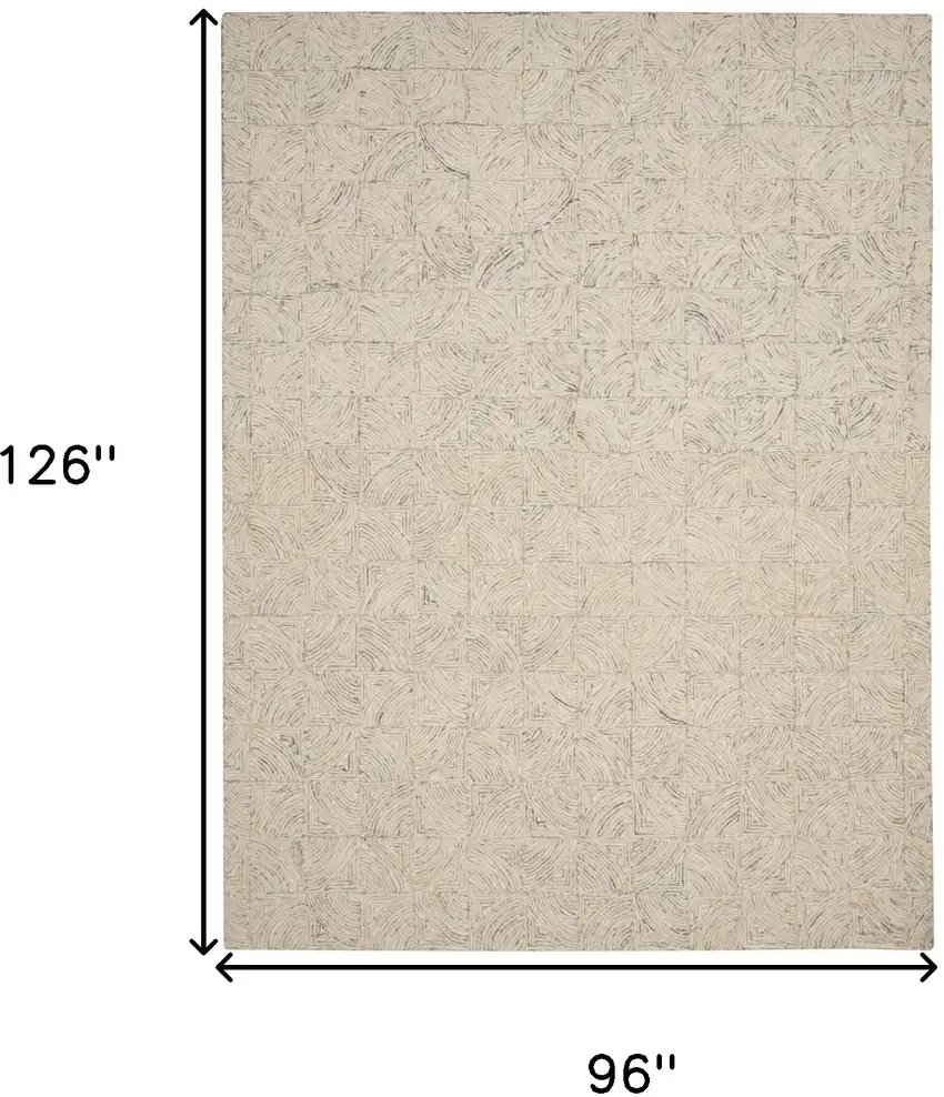 Ivory Tan and Gray Wool Geometric Area Rug Photo 3