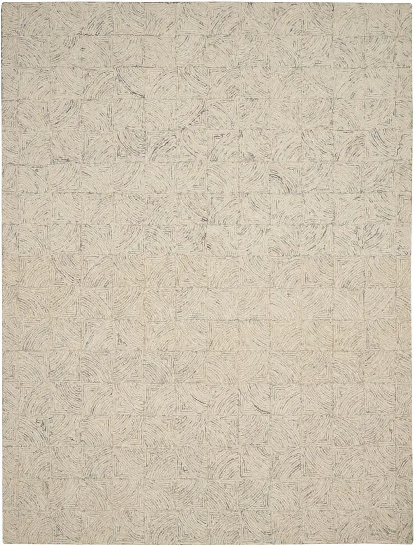 Ivory Tan and Gray Wool Geometric Area Rug Photo 2