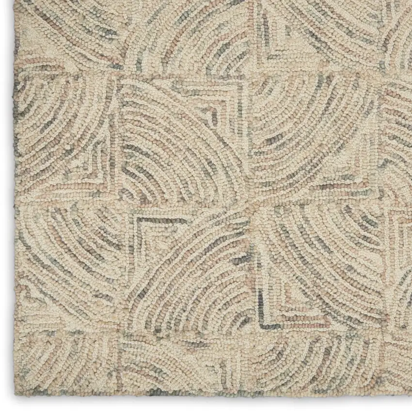 Ivory Tan and Gray Wool Geometric Area Rug Photo 6