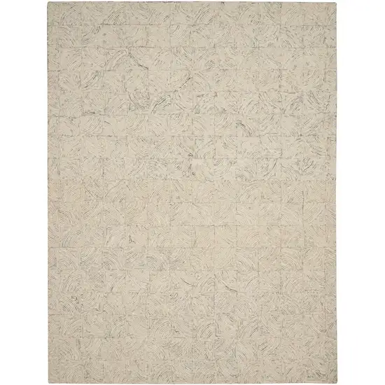 Ivory Tan and Gray Wool Geometric Area Rug Photo 4