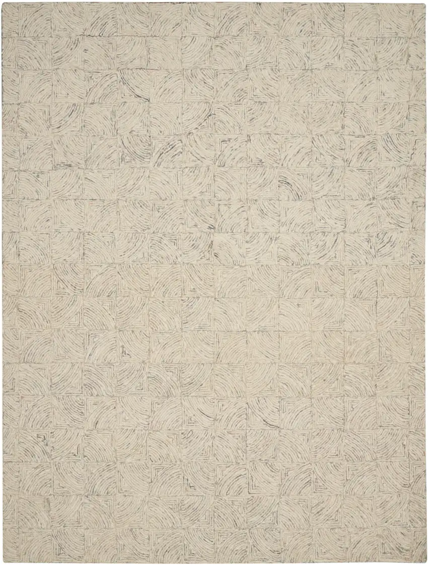Ivory Tan and Gray Wool Geometric Area Rug Photo 4