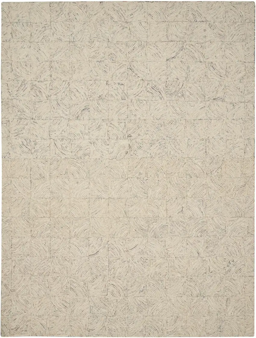 Ivory Tan and Gray Wool Geometric Area Rug Photo 5