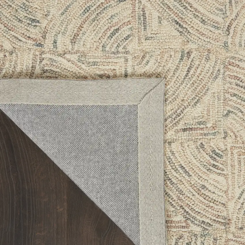 Ivory Tan and Gray Wool Geometric Area Rug Photo 8