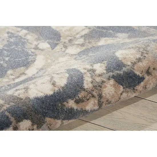 Ivory Tan and Slate Gray Floral Distressed Area Rug Photo 8