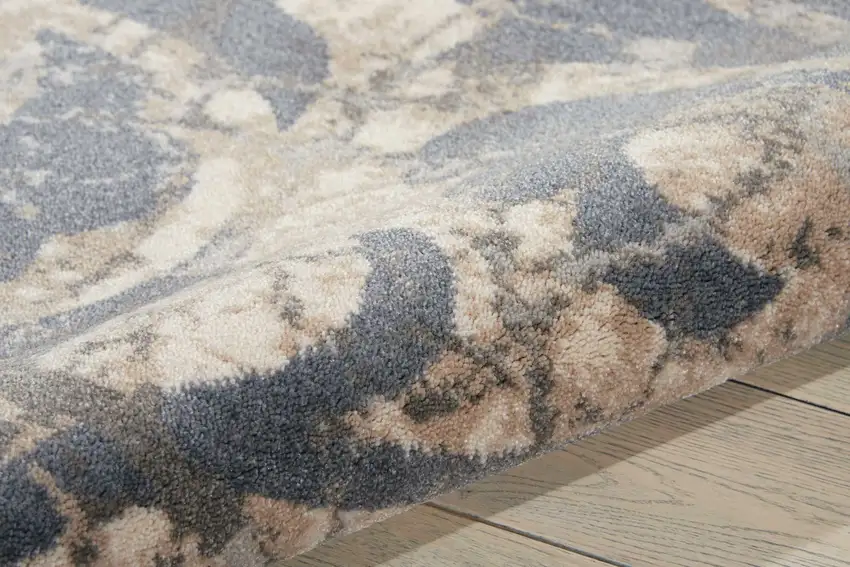 Ivory Tan and Slate Gray Floral Distressed Area Rug Photo 8