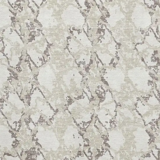 Ivory Taupe And Beige Abstract Washable Area Rug With UV Protection Photo 2