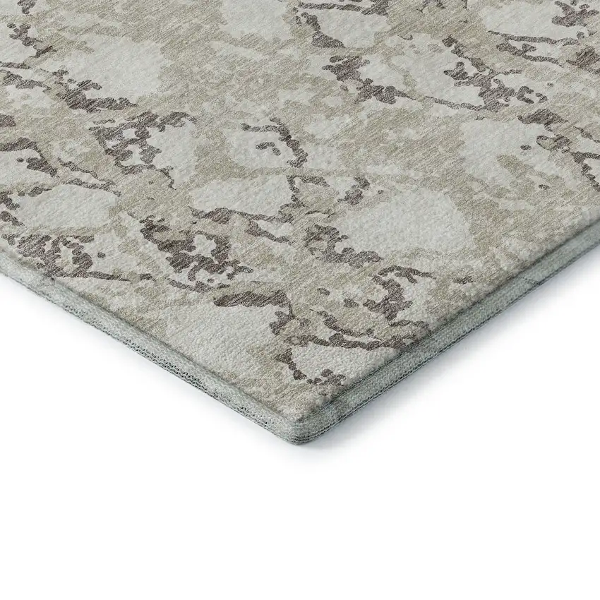 Ivory Taupe And Beige Abstract Washable Area Rug With UV Protection Photo 8