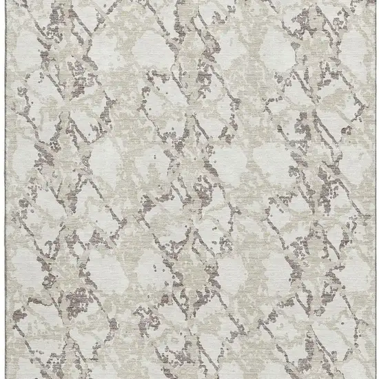 Ivory Taupe And Beige Abstract Washable Area Rug With UV Protection Photo 3
