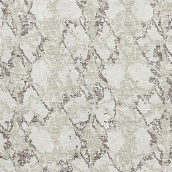 Ivory Taupe And Beige Abstract Washable Area Rug With UV Protection Photo 2