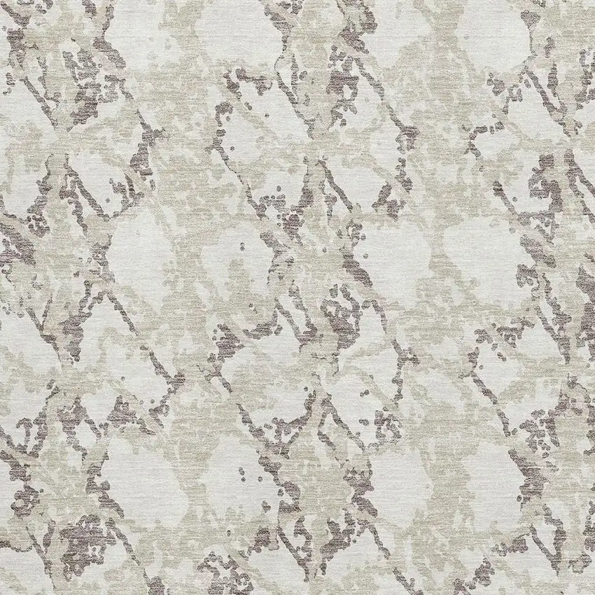 Ivory Taupe And Beige Abstract Washable Area Rug With UV Protection Photo 2