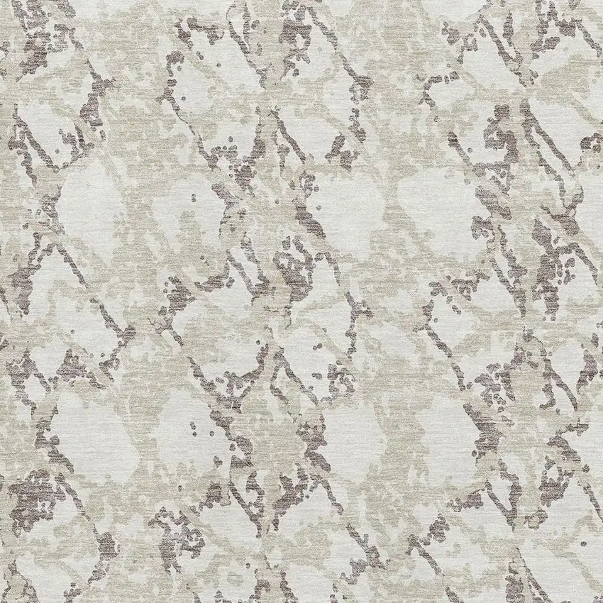 Ivory Taupe And Beige Abstract Washable Area Rug With UV Protection Photo 2