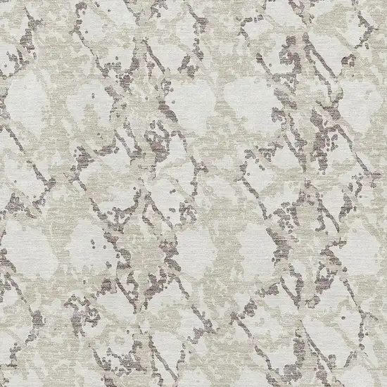 Ivory Taupe And Beige Abstract Washable Area Rug With UV Protection Photo 2