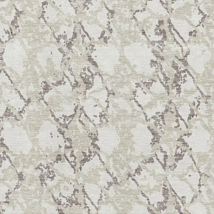 Ivory Taupe And Beige Abstract Washable Area Rug With UV Protection Photo 2