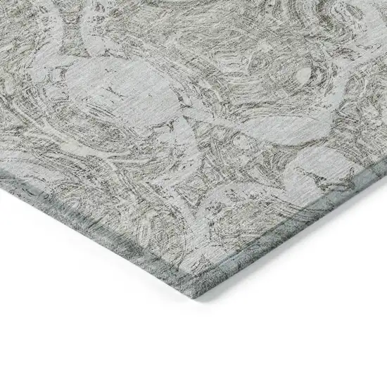 Ivory Taupe And Beige Abstract Washable Indoor Outdoor Area Rug Photo 4