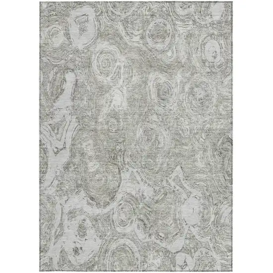 Ivory Taupe And Beige Abstract Washable Indoor Outdoor Area Rug Photo 5
