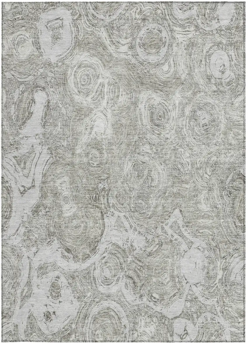 Ivory Taupe And Beige Abstract Washable Indoor Outdoor Area Rug Photo 5