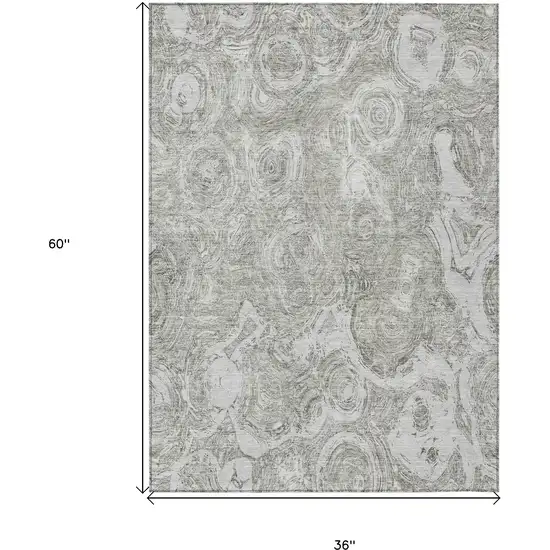 Ivory Taupe And Beige Abstract Washable Indoor Outdoor Area Rug Photo 3
