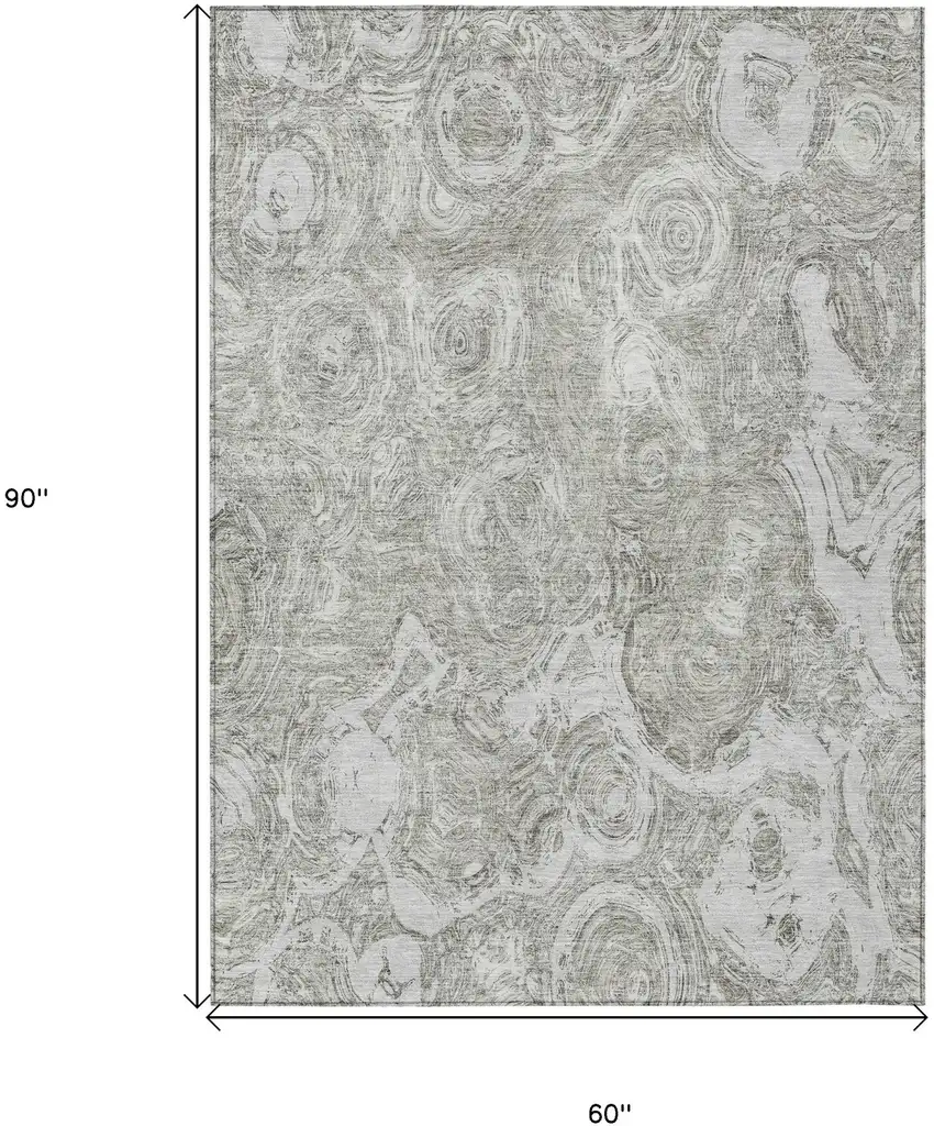 Ivory Taupe And Beige Abstract Washable Indoor Outdoor Area Rug Photo 3