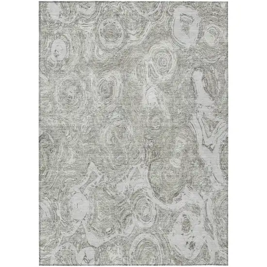 Ivory Taupe And Beige Abstract Washable Indoor Outdoor Area Rug Photo 2