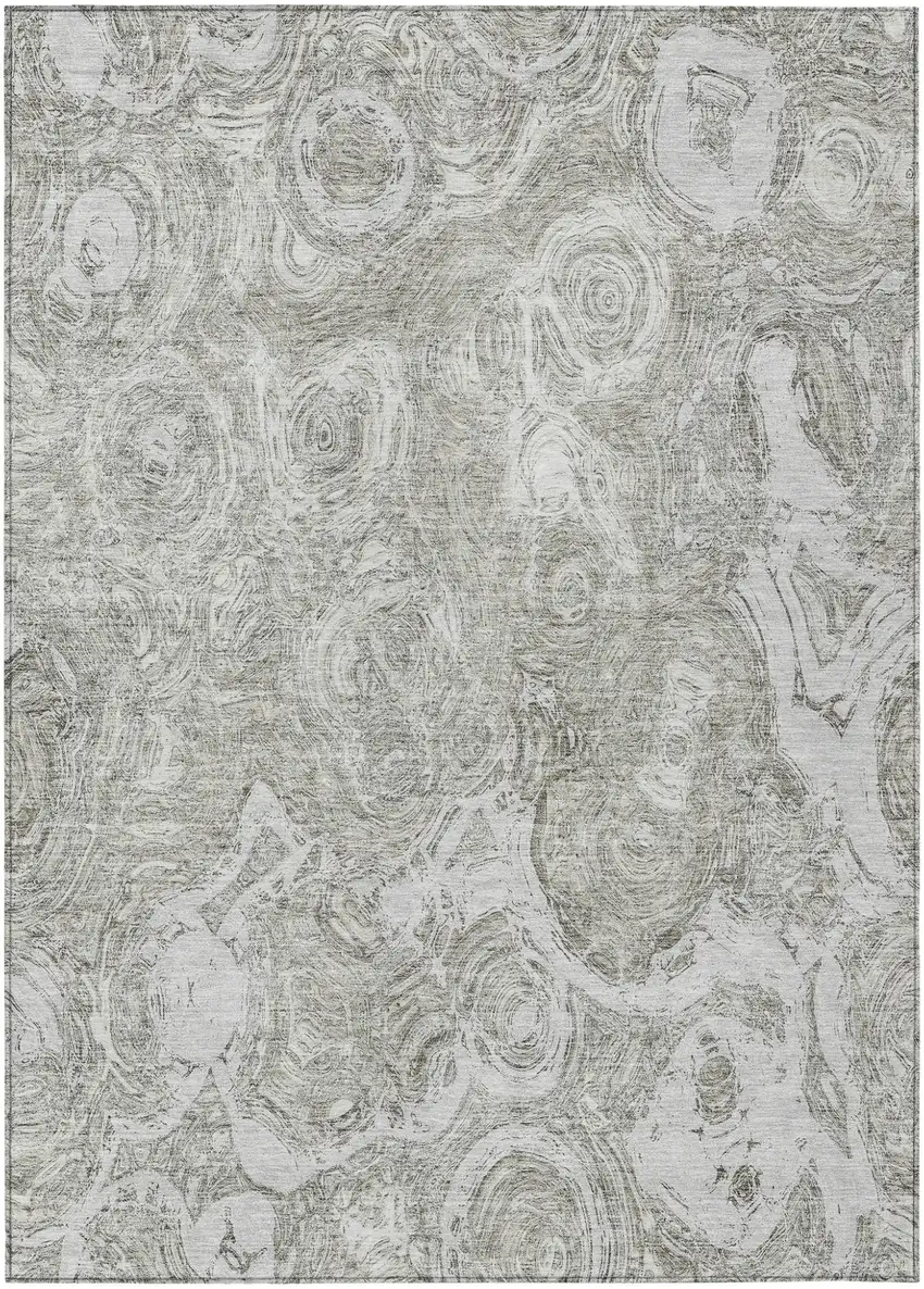 Ivory Taupe And Beige Abstract Washable Indoor Outdoor Area Rug Photo 2