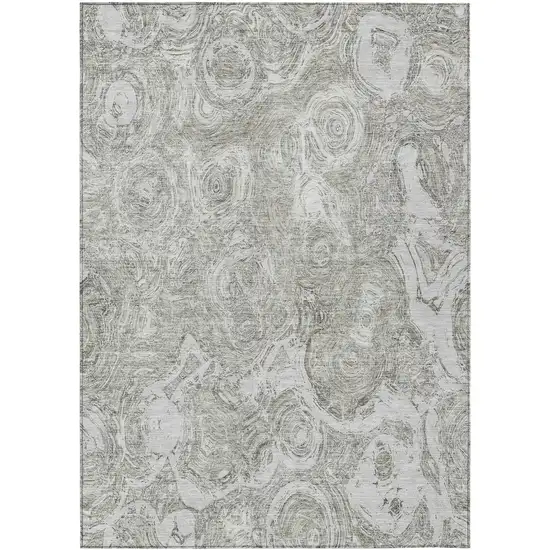 Ivory Taupe And Beige Abstract Washable Indoor Outdoor Area Rug Photo 2