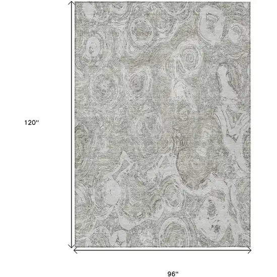 Ivory Taupe And Beige Abstract Washable Indoor Outdoor Area Rug Photo 3