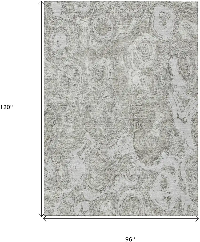 Ivory Taupe And Beige Abstract Washable Indoor Outdoor Area Rug Photo 3