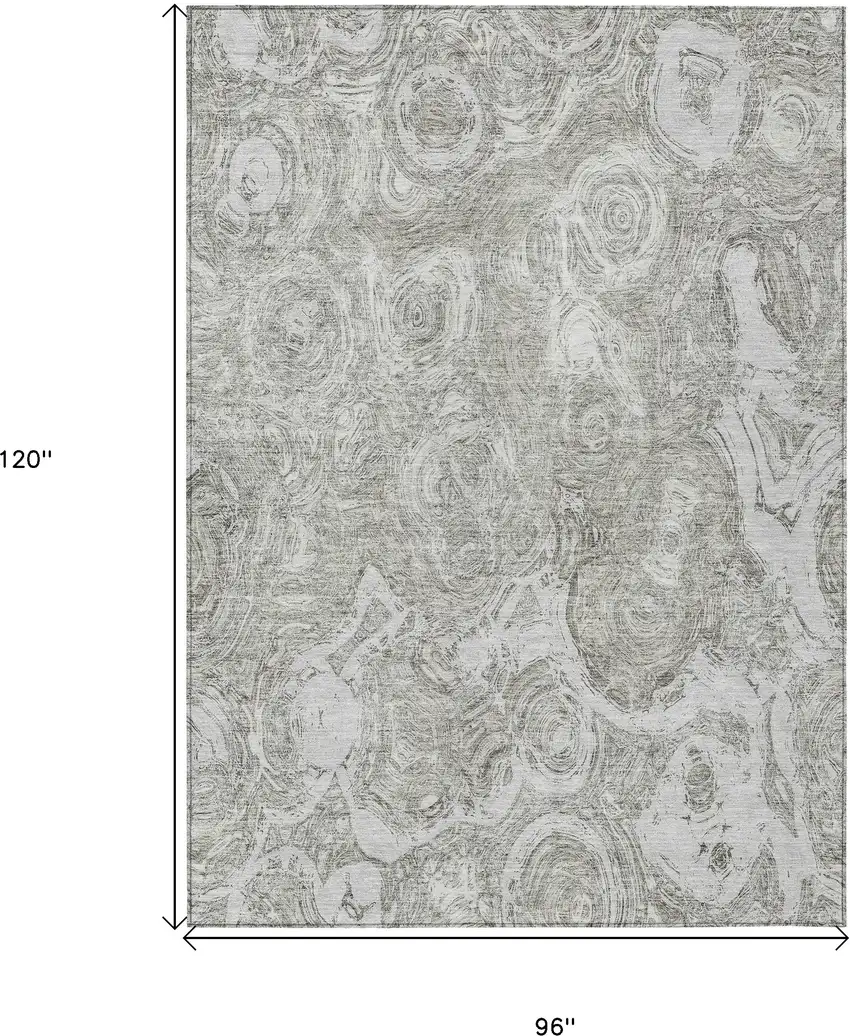 Ivory Taupe And Beige Abstract Washable Indoor Outdoor Area Rug Photo 3